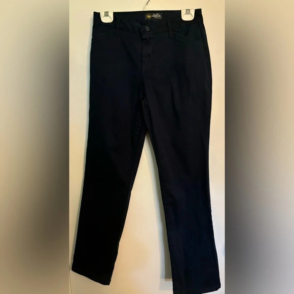 Lee Jeans Womens Relaxed Fit Straight Leg Mid Rise Navy 98/2 Cotton/Spandex Navy - Picture 1 of 8